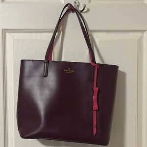 KATE SPADE Burgundy Leather Tote Handbag